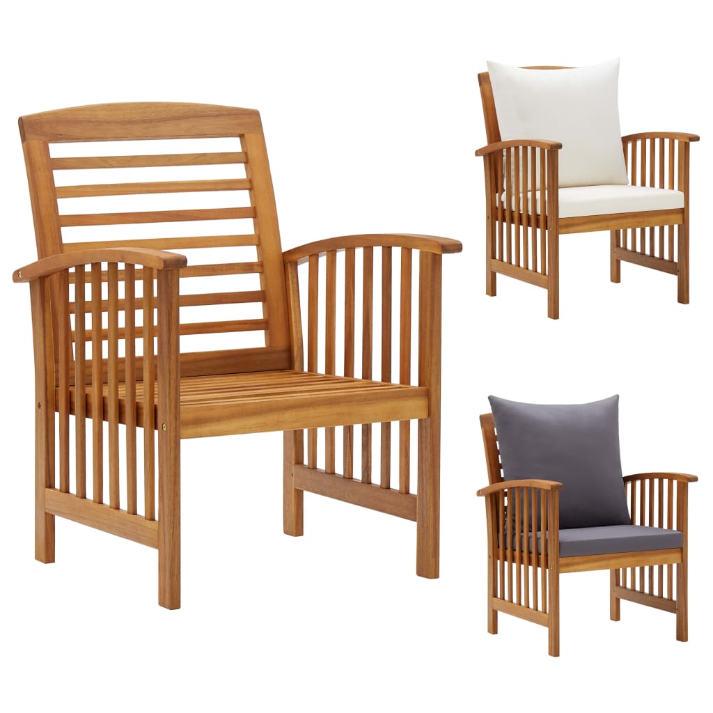 vidaXL Patio Chairs 2 Pcs Patio Dining Chair with Armrest Solid Wood Acacia-13