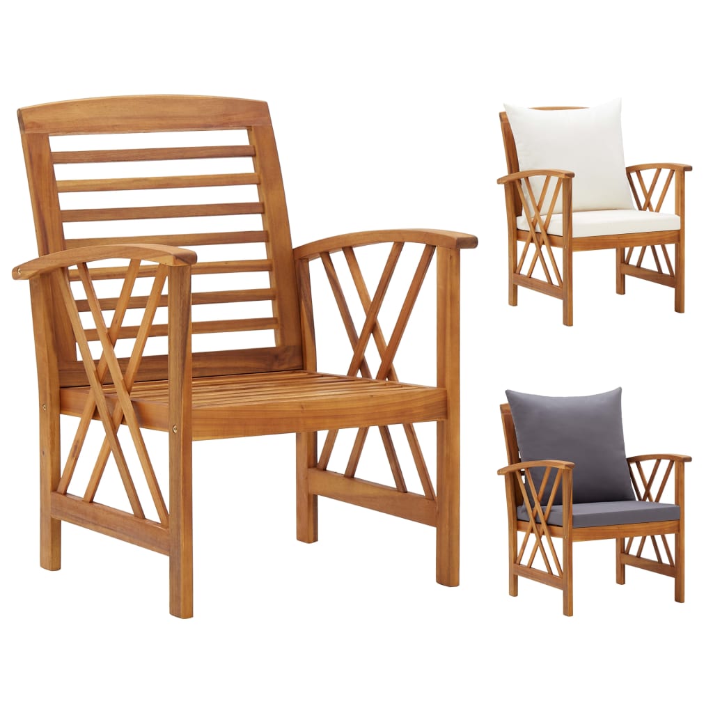 vidaXL Patio Chairs 2 Pcs Patio Dining Chair with Armrest Solid Wood Acacia-16