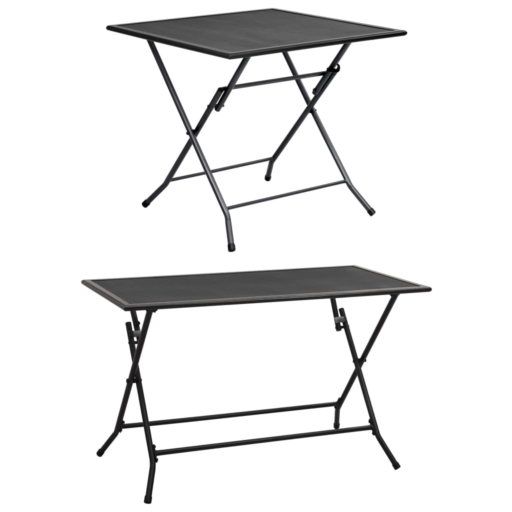 vidaXL Outdoor Dining Table Garden Patio Folding Table with Mesh Design Steel-4