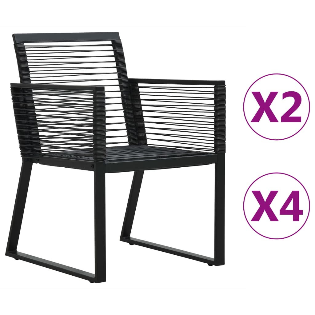 vidaXL 2/4x Garden Chair Black PVC Rattan Outdoor Patio Seating Lounge Chairs-13