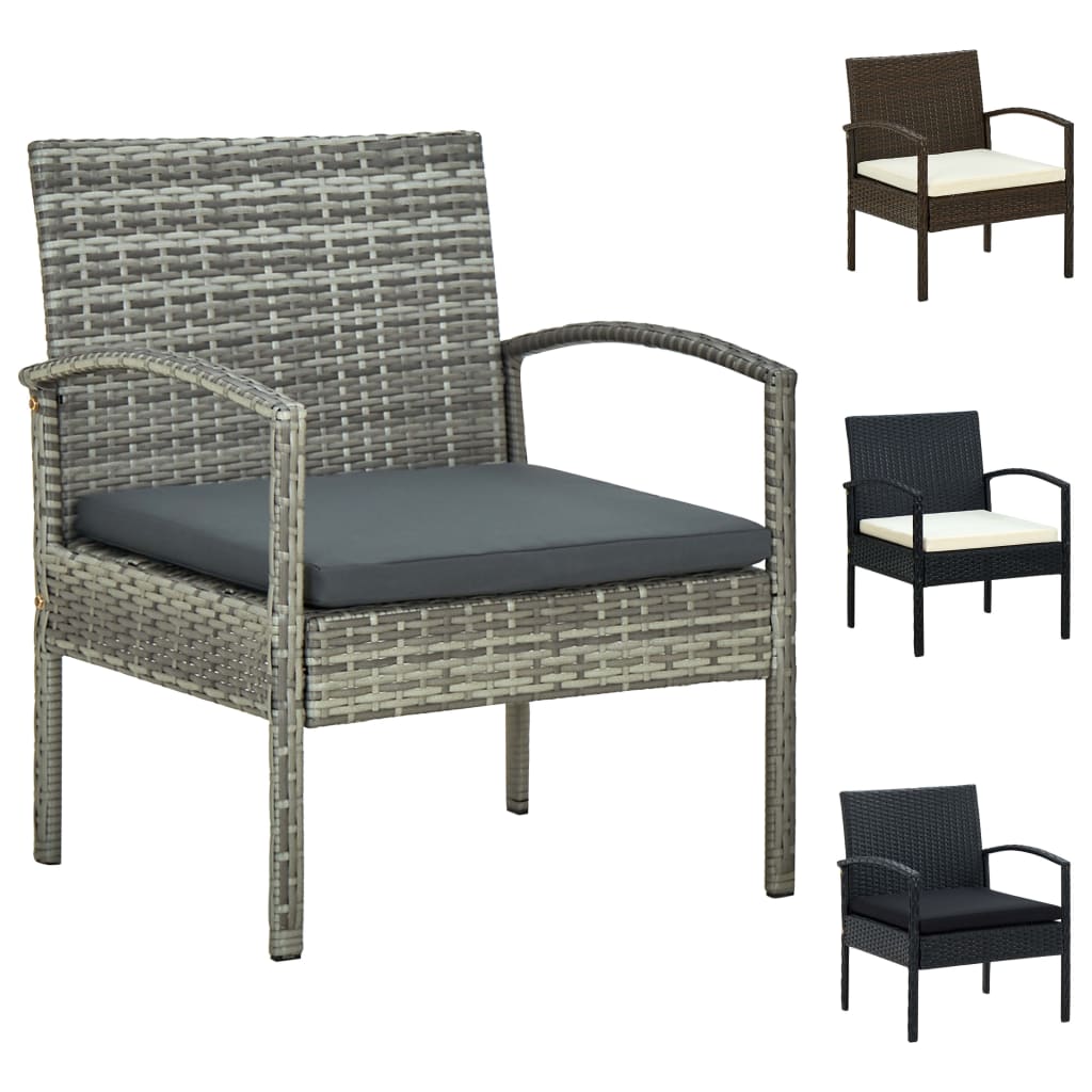 vidaXL Patio Chair Patio Dining Chair for Deck Garden with Cushion Poly Rattan-12