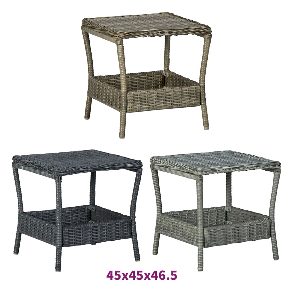 vidaXL Outdoor Side Table Garden Patio Porch End Table with Storage PE Rattan-15