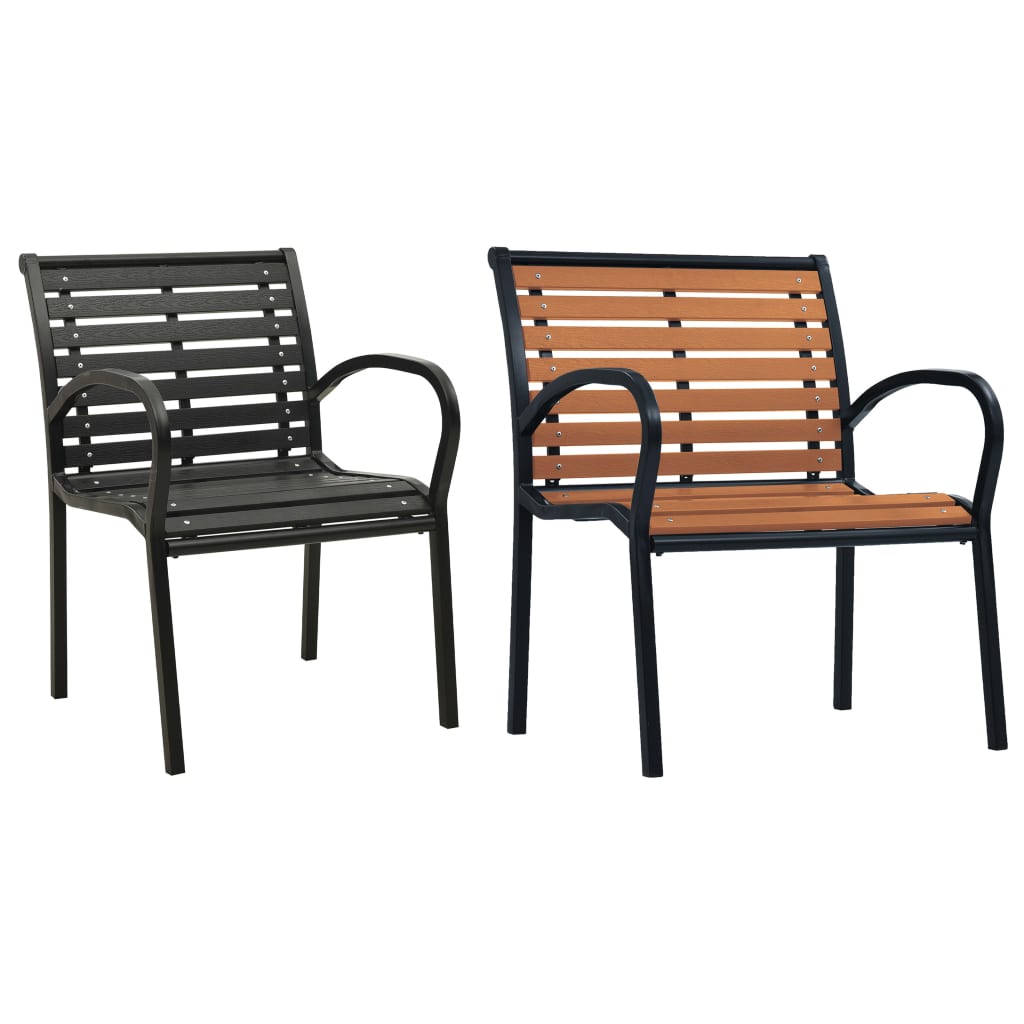 vidaXL Patio Chairs 2 Pcs Outdoor Dining Chair with Metal Frame Steel and WPC-0