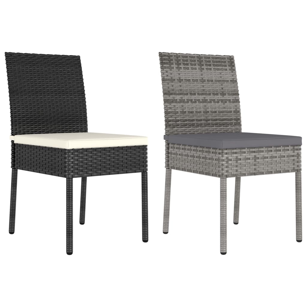 vidaXL Patio Dining Chairs 2 pcs Poly Rattan Black-2