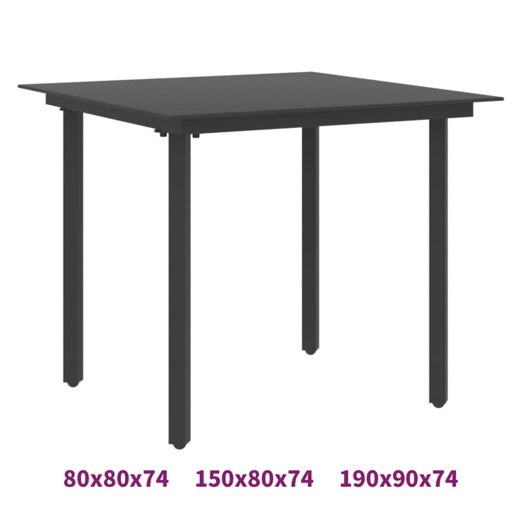 vidaXL Outdoor Dining Table Patio Table with Glass Top Garden Furniture Steel-9