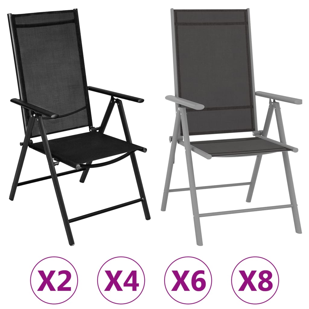 vidaXL Patio Folding Chairs Camping Garden Lawn Chair Aluminum and Textilene-6