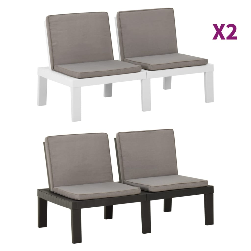 vidaXL Patio Garden Bench Loveseat Outdoor 2-Seater Bench with Cushion Plastic-12