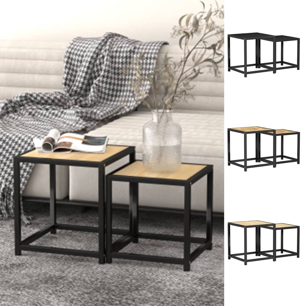 vidaXL Tea Tables Accent Nesting Coffee End Table for Living Room 2 Pcs MDF-1