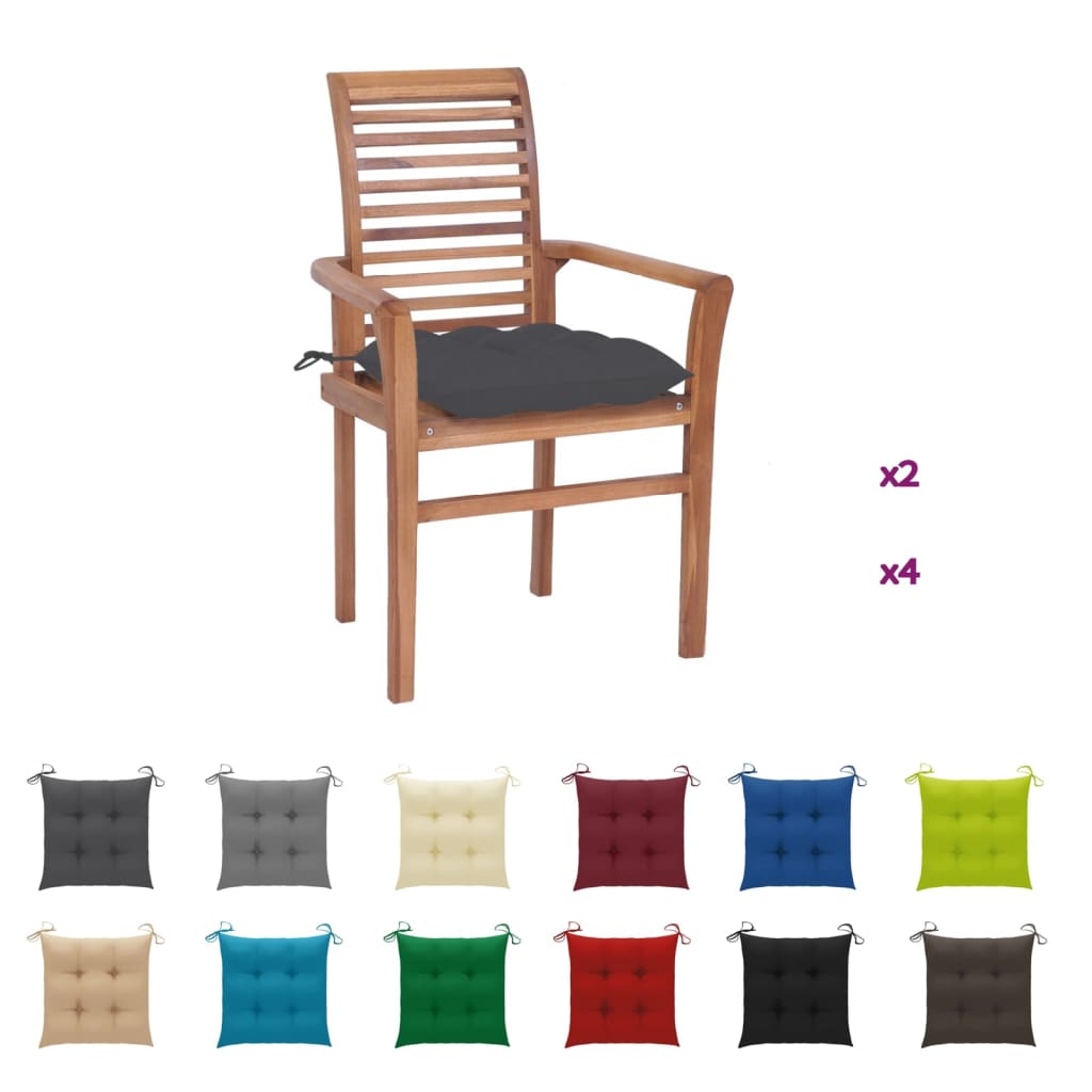 vidaXL Patio Dining Chairs Wooden Accent Chair with Cushions Solid Wood Teak-20