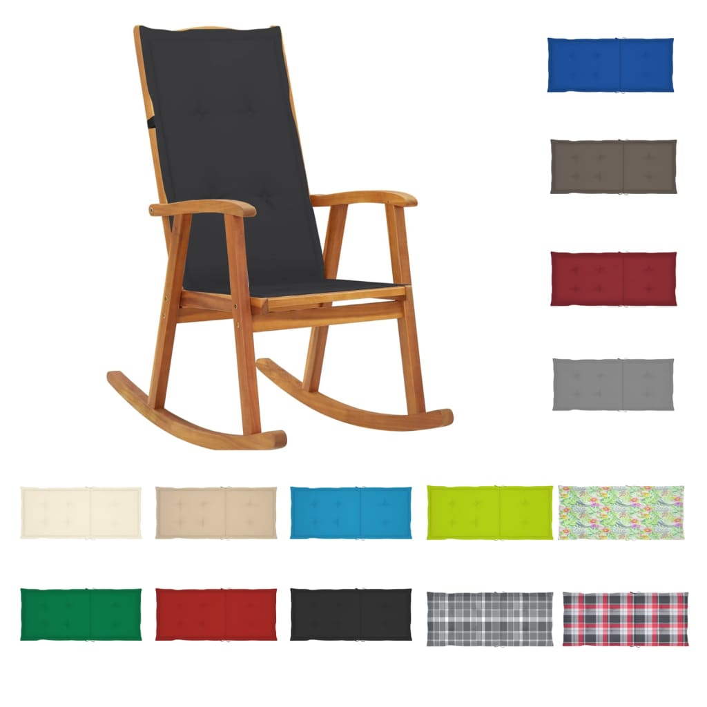 vidaXL Rocking Chair with Cushions Solid Acacia Wood-1