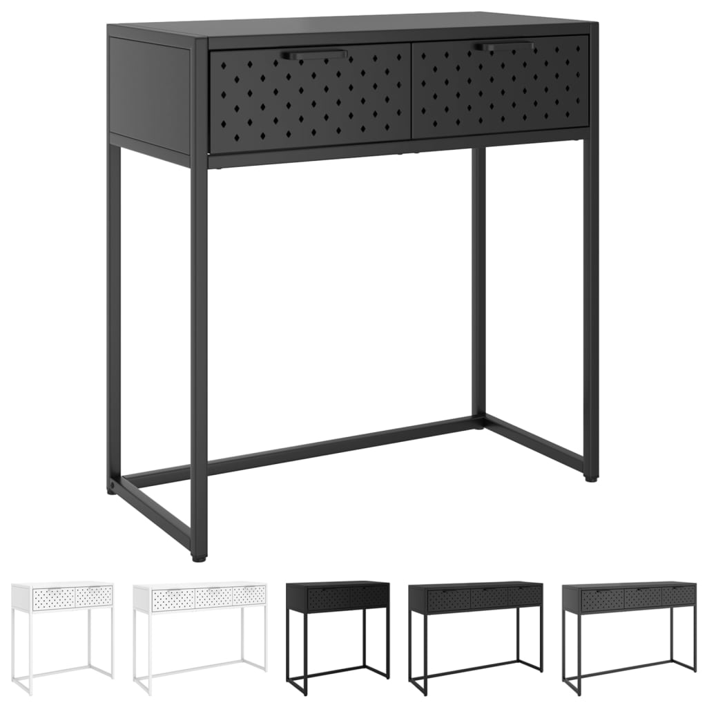 vidaXL Console Table Entryway Table Hall Narrow Side Table with Drawer Steel-16