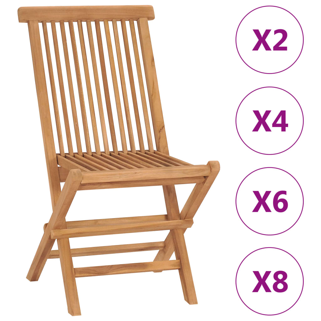 vidaXL Patio Folding Chairs Outdoor Garden Camping Lawn Chair Solid Wood Teak-4