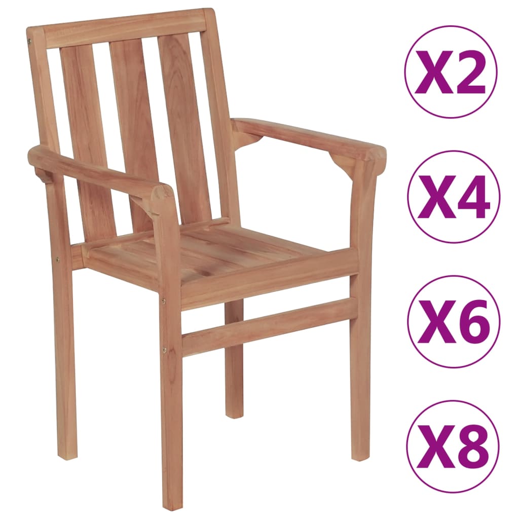 vidaXL 2/4/6/8x Solid Wood Teak Patio Chairs Garden Outdoor Furniture Seat-6