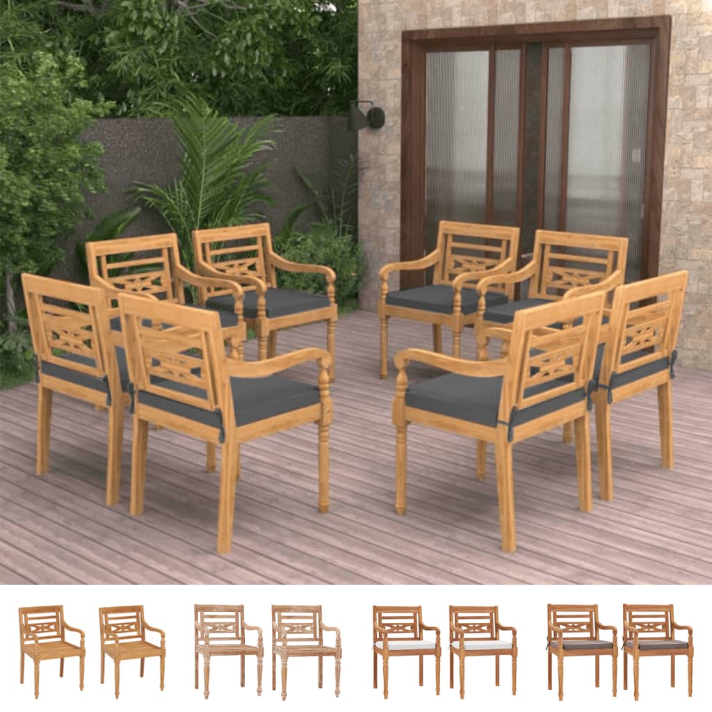 vidaXL Batavia Chairs Patio Garden Lounge Chair with Cushions Solid Wood Teak-33