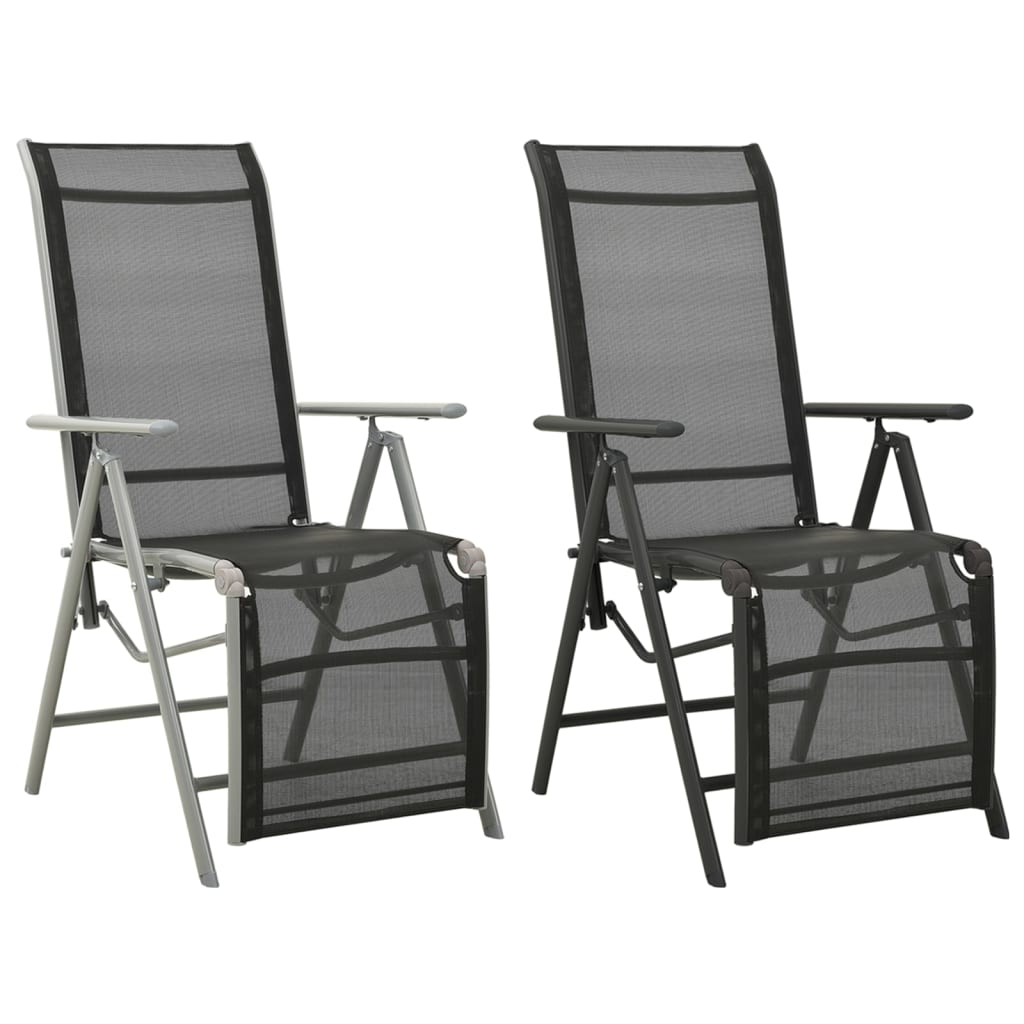 vidaXL Outdoor Recliner Chairs Patio Reclining Chair Textilene and Aluminum-10