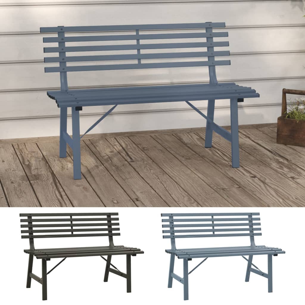 vidaXL Outdoor Patio Bench Garden Park Bench for Backyard Deck Lawn Yard Steel-6