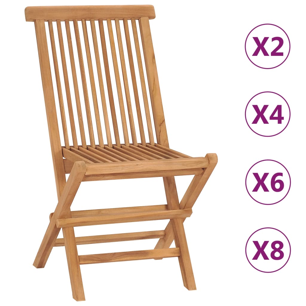 vidaXL Patio Folding Chairs Camping Garden Chair with Backrest Solid Wood Teak-21