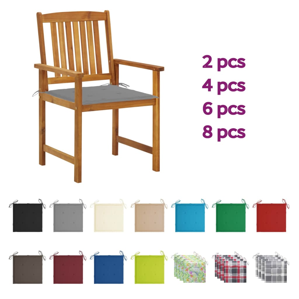 vidaXL Patio Chairs Outdoor Patio Dining Chair with Cushions Solid Wood Acacia-5