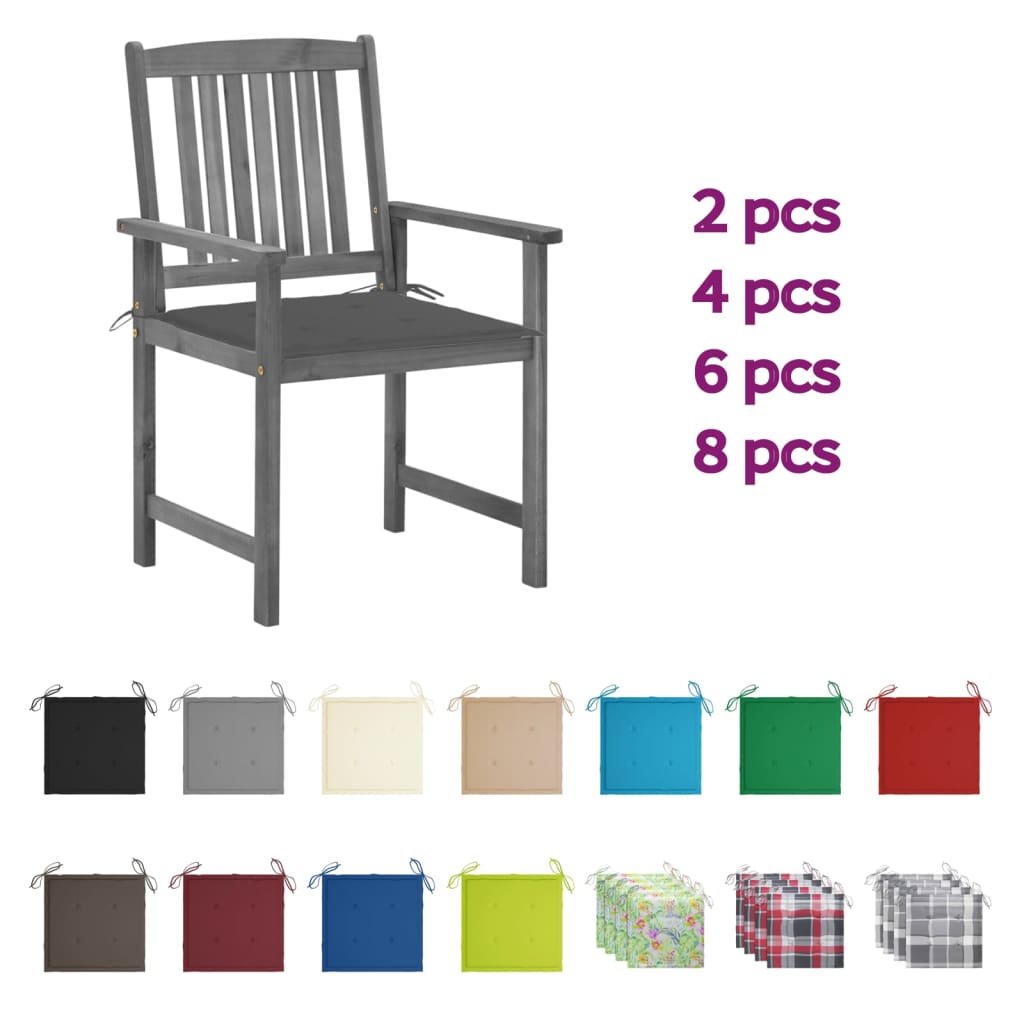 vidaXL Patio Chairs Outdoor Chair with Cushions for Deck Solid Wood Acacia-95