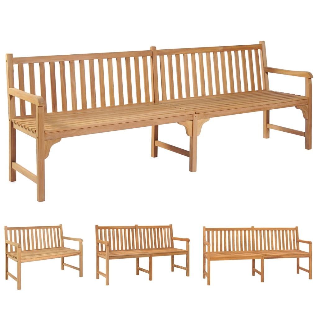 vidaXL Outdoor Patio Bench Garden Front Porch Chair Bench Solid Wood Teak-6