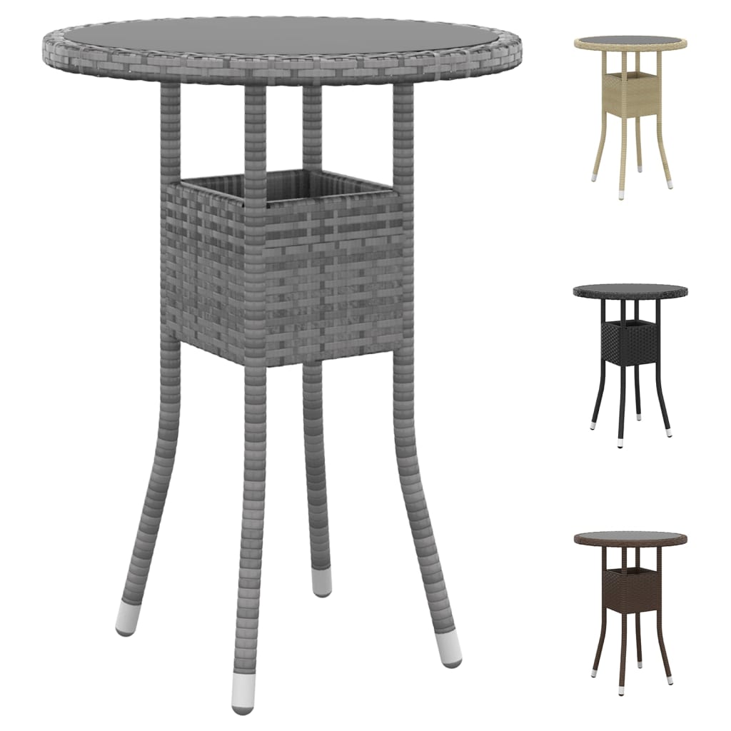 vidaXL Dinner Table Round Patio Dining Table Tempered Glass and Poly Rattan-3