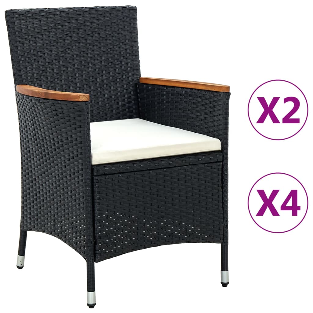 vidaXL Modern Dining Chairs 4 Pcs Patio Rattan Wicker Dining Chair Poly Rattan-2