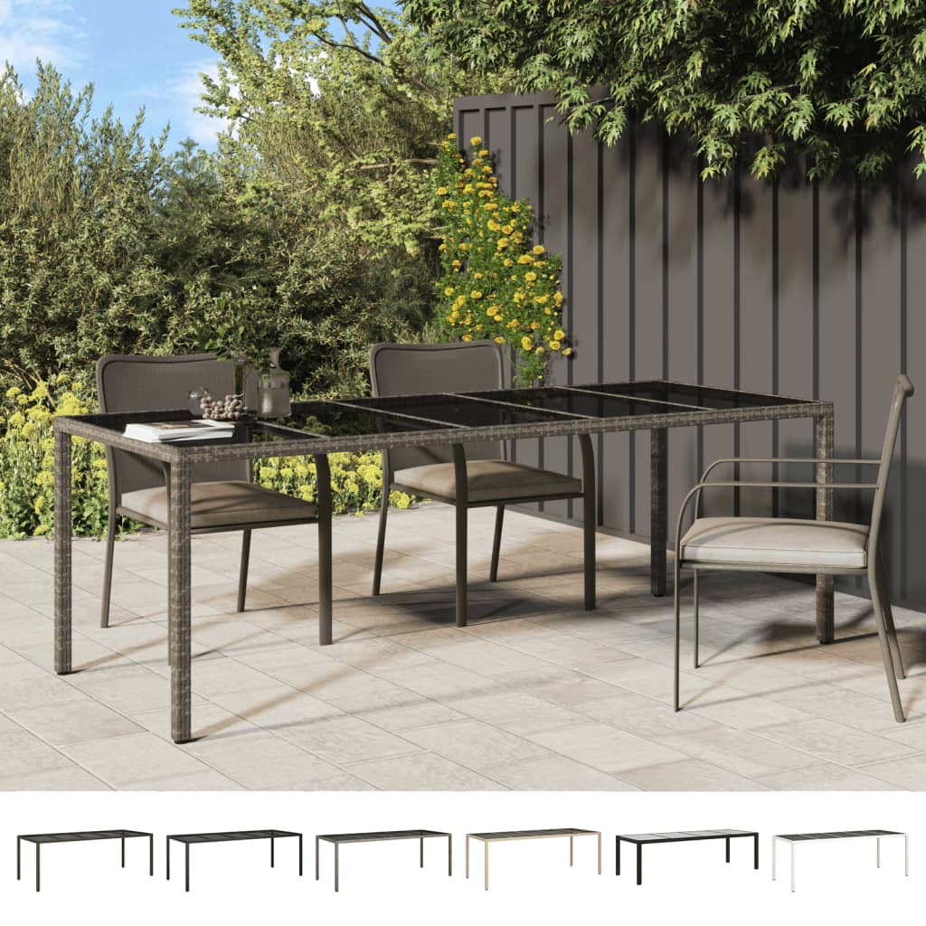 vidaXL Patio Table Outdoor Garden Dinner Table Tempered Glass and Poly Rattan-6