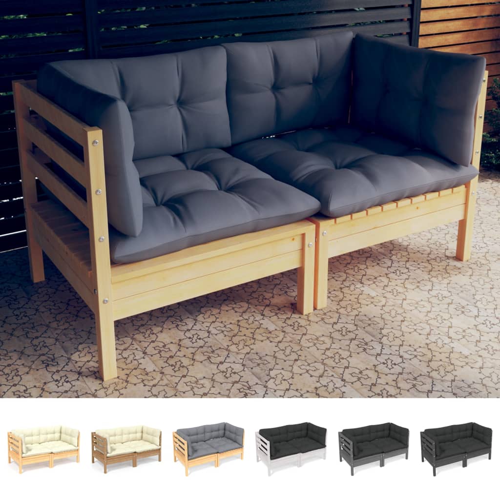 vidaXL Solid Wood Pine 2-Seater Patio Sofa with Cushions Seat Multi Colors-10