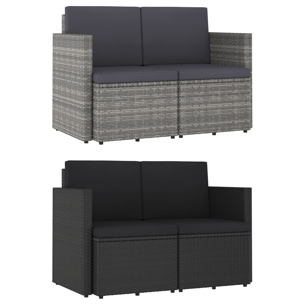 vidaXL 2 Seater Sofa Couch with Cushions Patio Wicker Love Seat PE Rattan-6