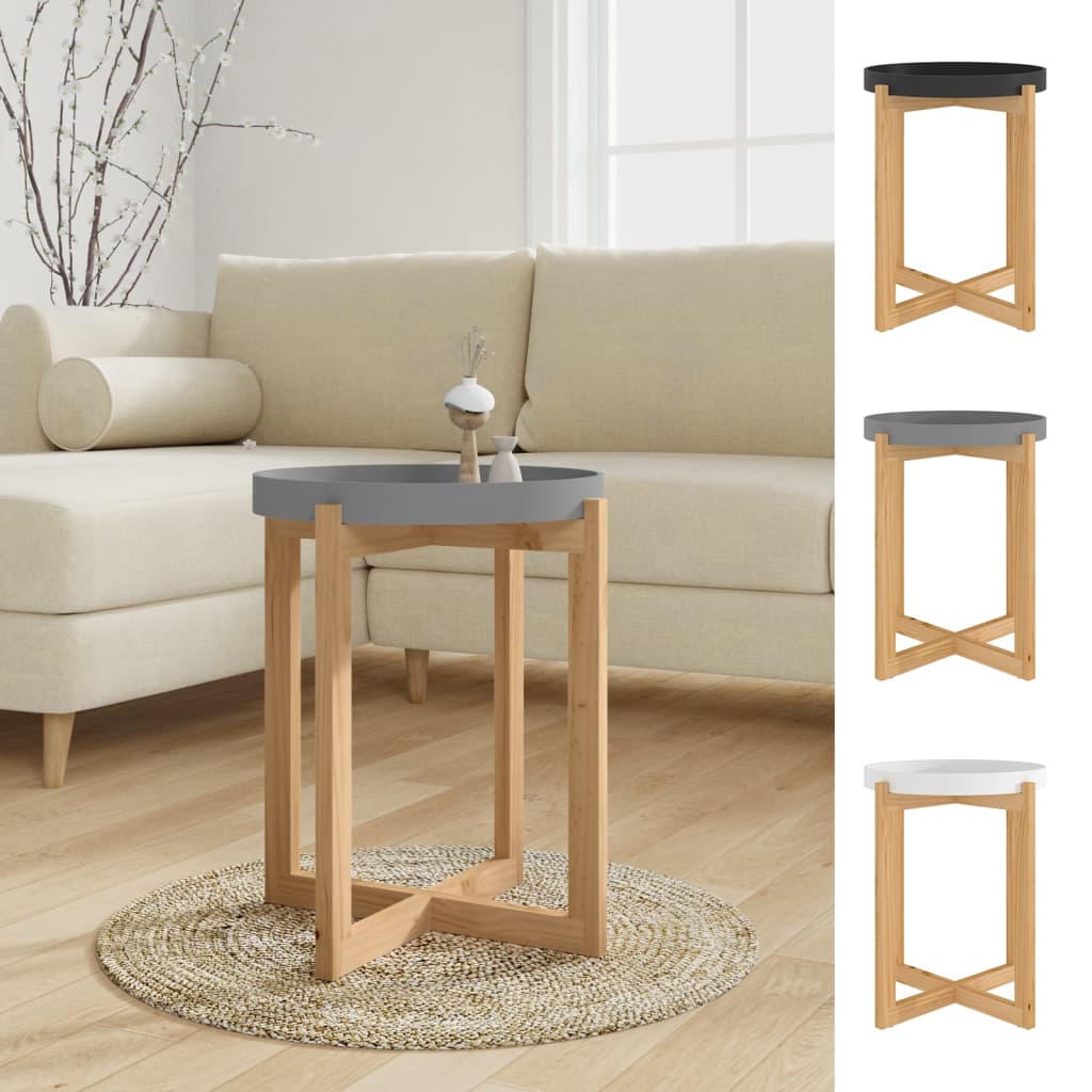 vidaXL Coffee Table Round End Table Sofa Table Engineered Wood Solid Wood Pine-12