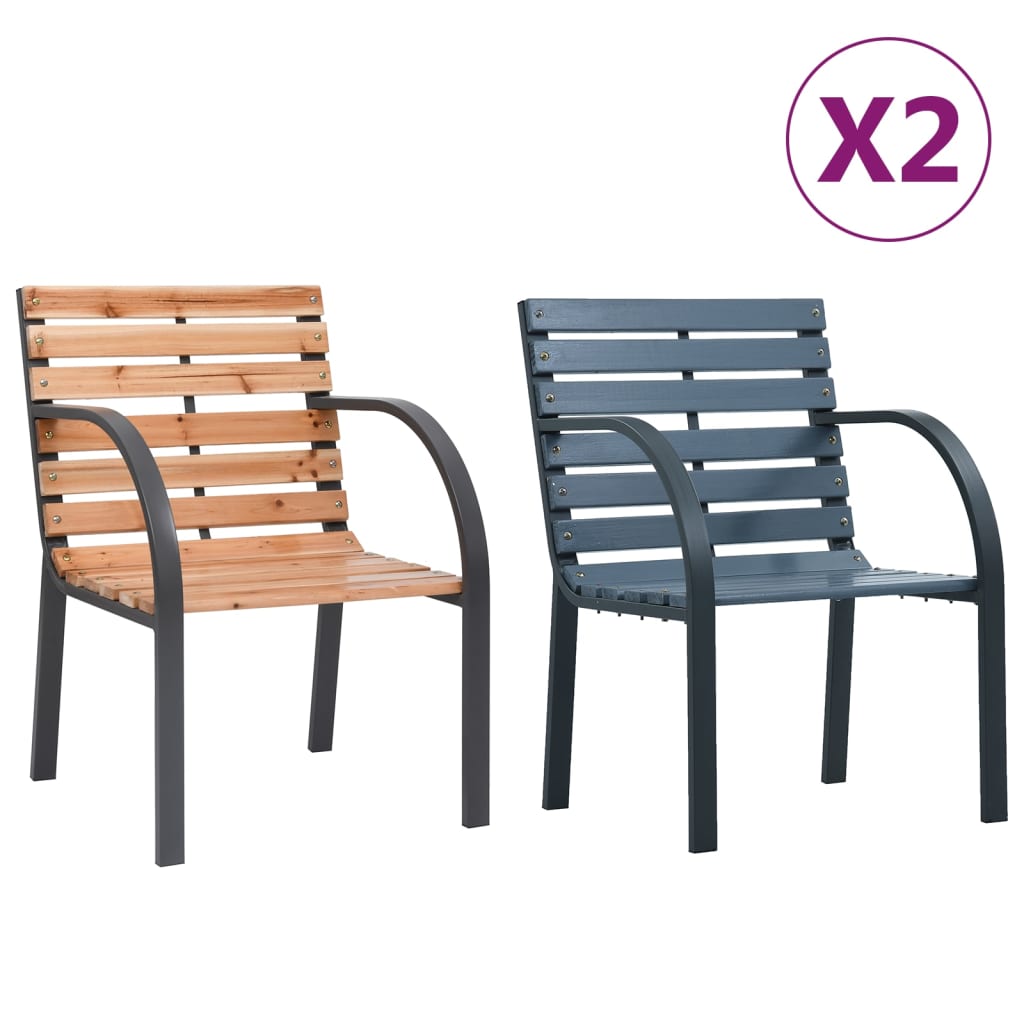 vidaXL Patio Chairs 2 Pcs Wooden Outdoor Patio Dining Chair with Armrest Wood-2