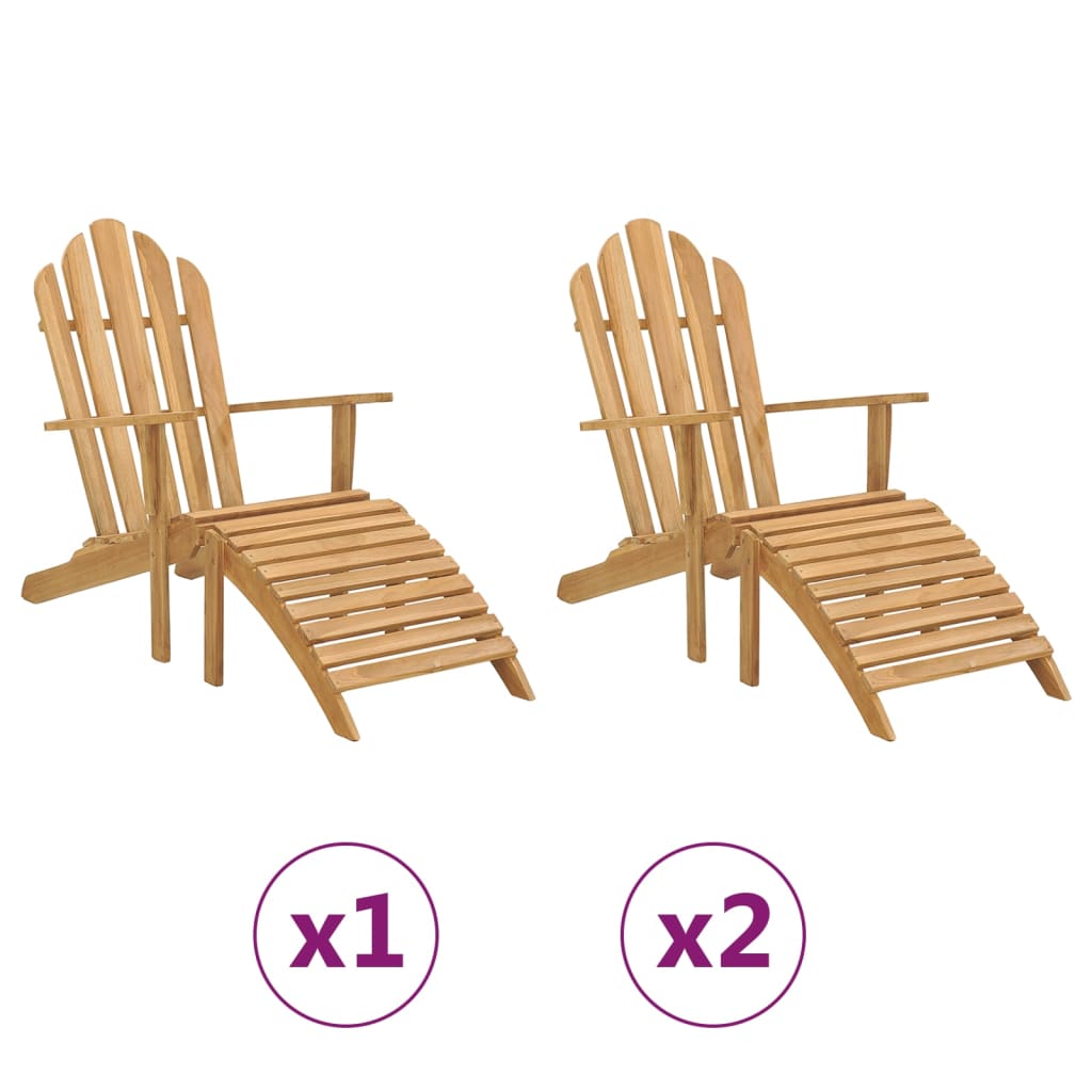 vidaXL Folding Adirondack Chair Patio Lawn Chair with Footrest Solid Wood Teak-2