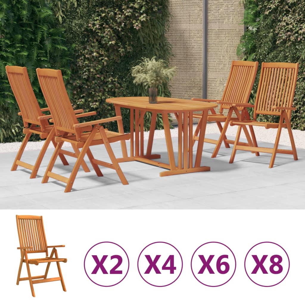 vidaXL Patio Folding Chairs Camping Garden Lawn Chair Solid Wood Eucalyptus-4