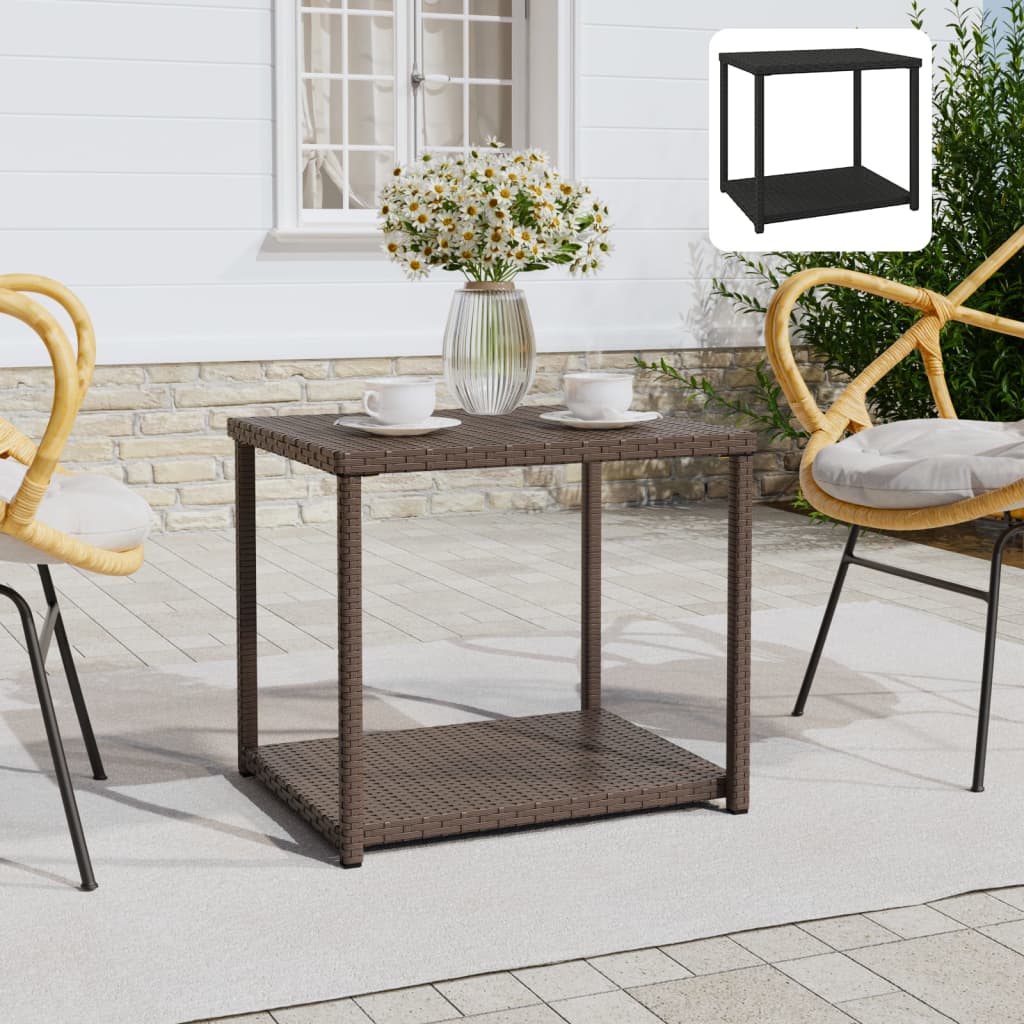 vidaXL Side Table Storage 2-layer Coffee End Table Patio Furniture Poly Rattan-3