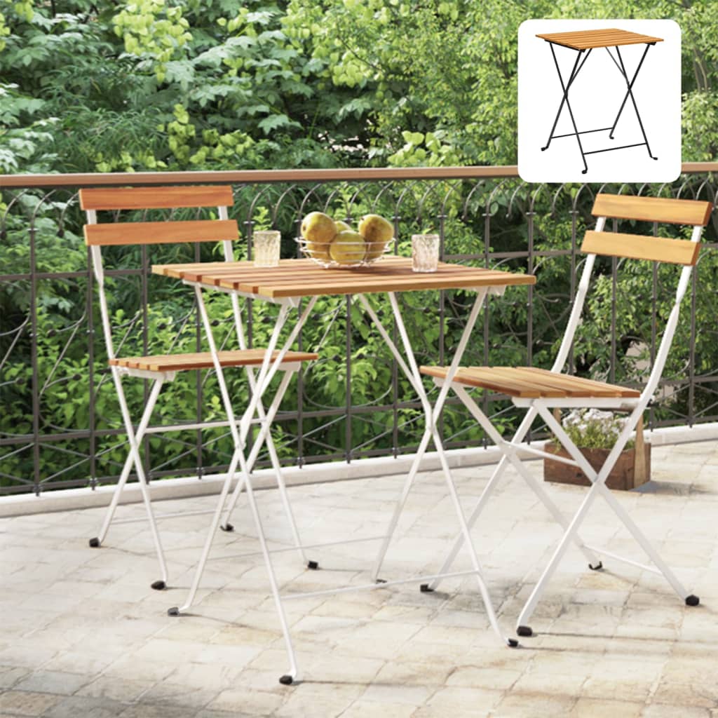 vidaXL Folding Bistro Table Outdoor Bar Table Solid Wood Acacia and Steel-7