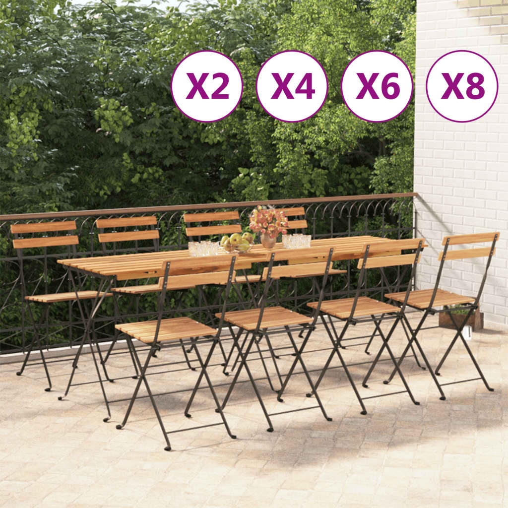 vidaXL Chair Folding Chair Outdoor Patio Furniture Solid Wood Teak and Steel-5