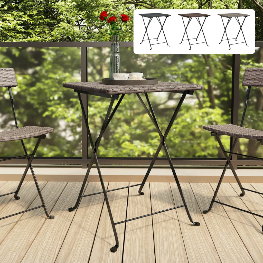 vidaXL Dining Table Outdoor Garden Furniture Folding Bistro Table Poly Rattan-10