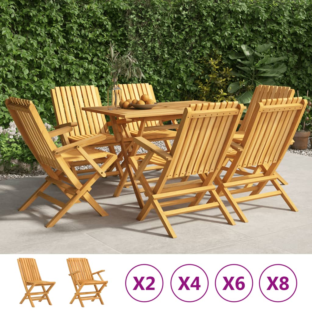 vidaXL Folding Patio Chairs 4 pcs 24"x26.4"x35.4" Solid Wood Teak-4