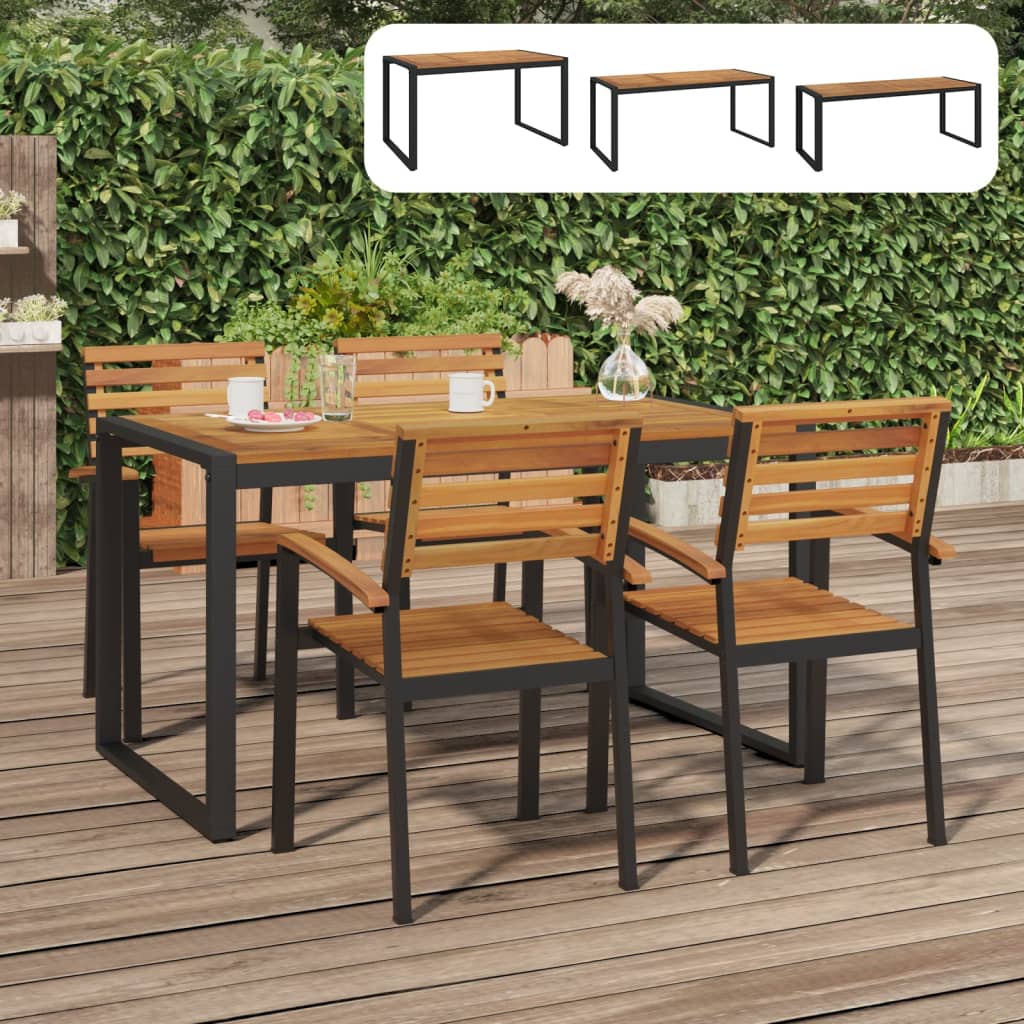 vidaXL Patio Table with U-shaped Legs 55.1"x31.5"x29.5" Solid Wood Acacia-5