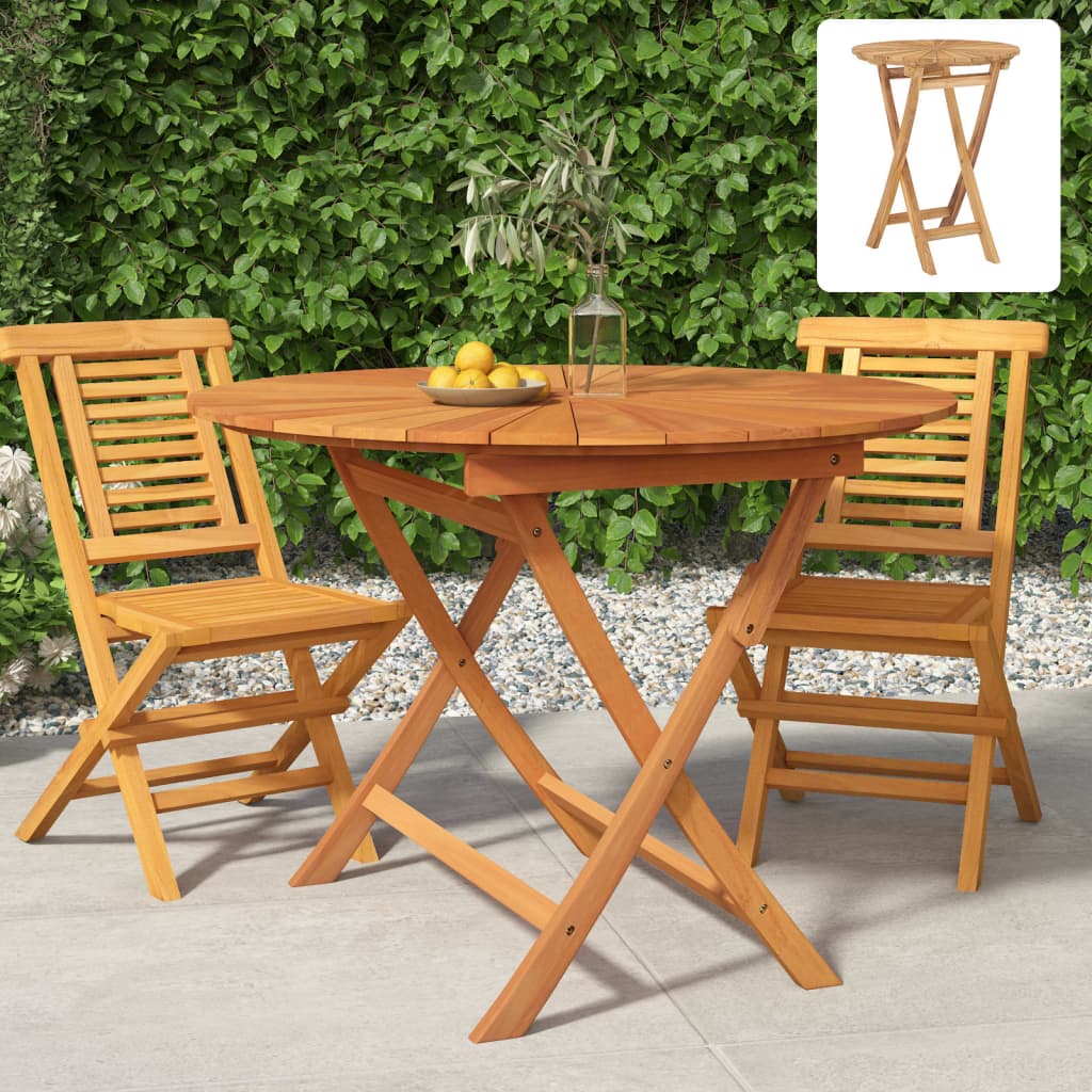 vidaXL Dining Table Outdoor Folding Patio Table for Porch Yard Solid Wood Teak-3