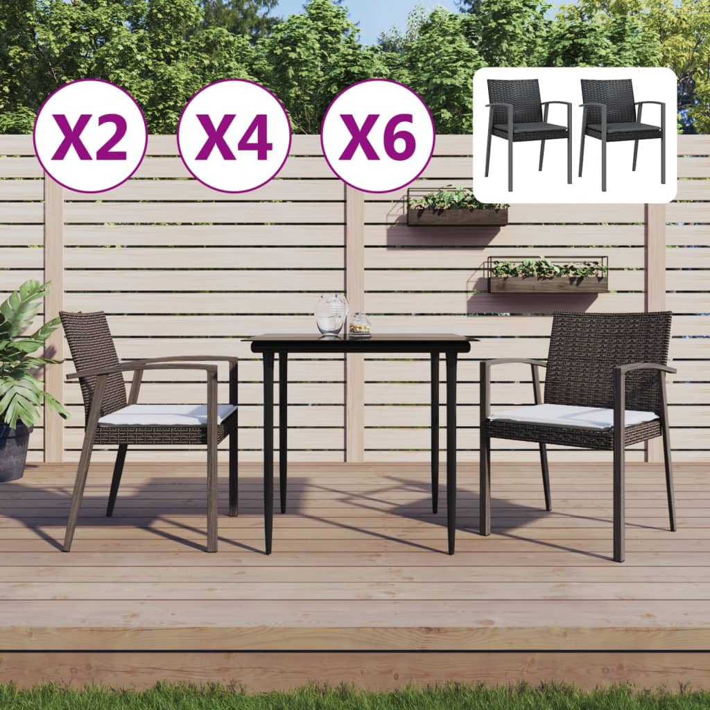 vidaXL Patio Chair Outdoor Seat with Cushions Patio Furniture Poly Rattan-48