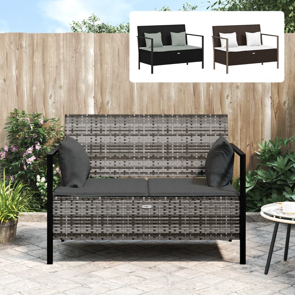 vidaXL Patio Furniture Outdoor Seating with Cushions for Deck Poly Rattan-24
