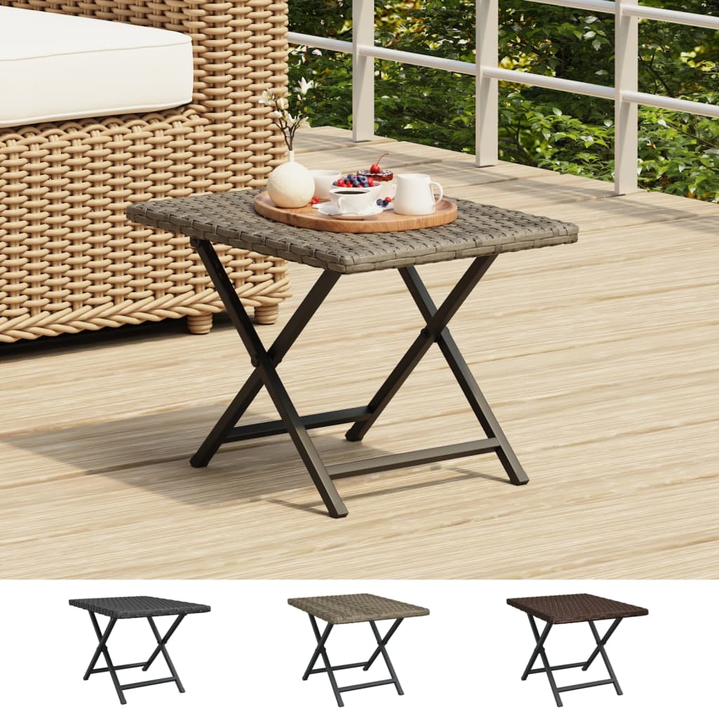 vidaXL Folding Table Outdoor Patio Furniture Foldable Picnic Table Poly Rattan-4