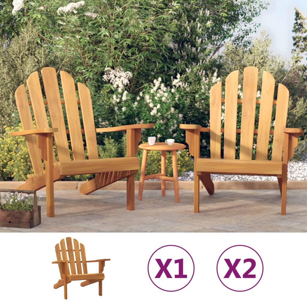 vidaXL Adirondack Chair Patio Lawn Chair Weather Resistant Solid Wood Teak-2