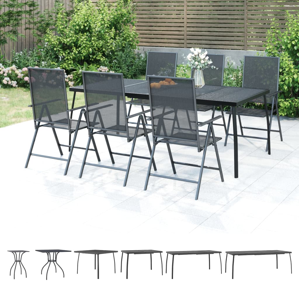 vidaXL Patio Table Outdoor Bistro Table with Metal Frame Anthracite Steel Mesh-24