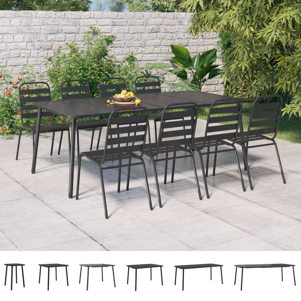 vidaXL Patio Table Outdoor Patio Dining Table for Lawn Garden Anthracite Steel-1
