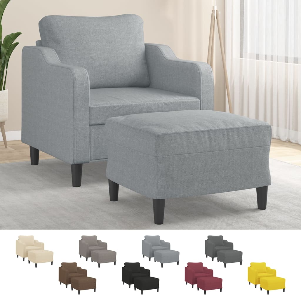 vidaXL Sofa Chair Single Sofa Armchair with Footstool for Living Room Fabric-1