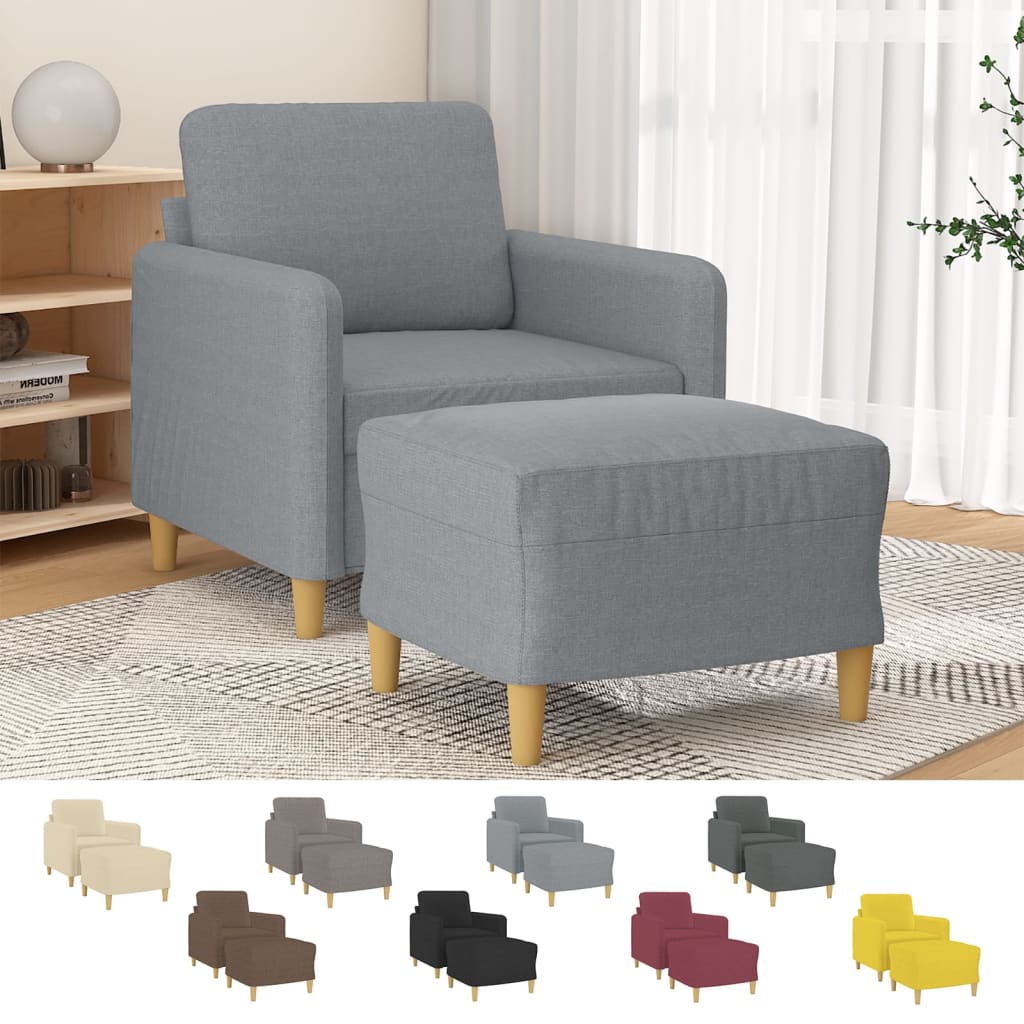 vidaXL Sofa Chair Single Sofa Armchair with Footstool for Living Room Fabric-2