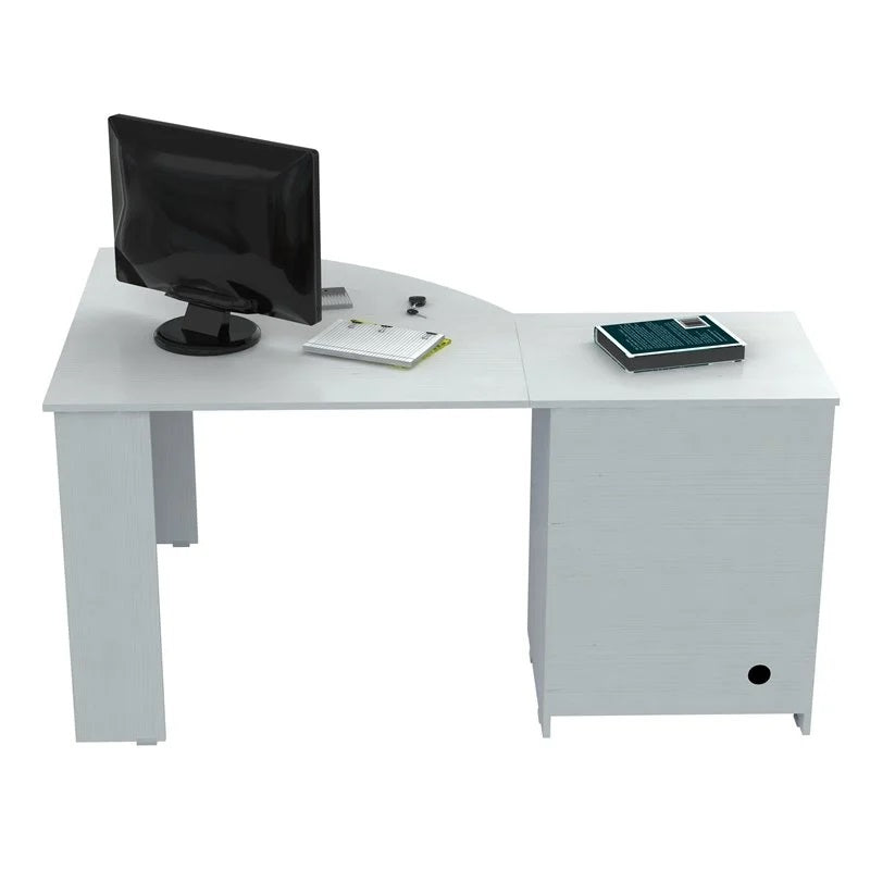 59" White Computer Desk With Two Drawers