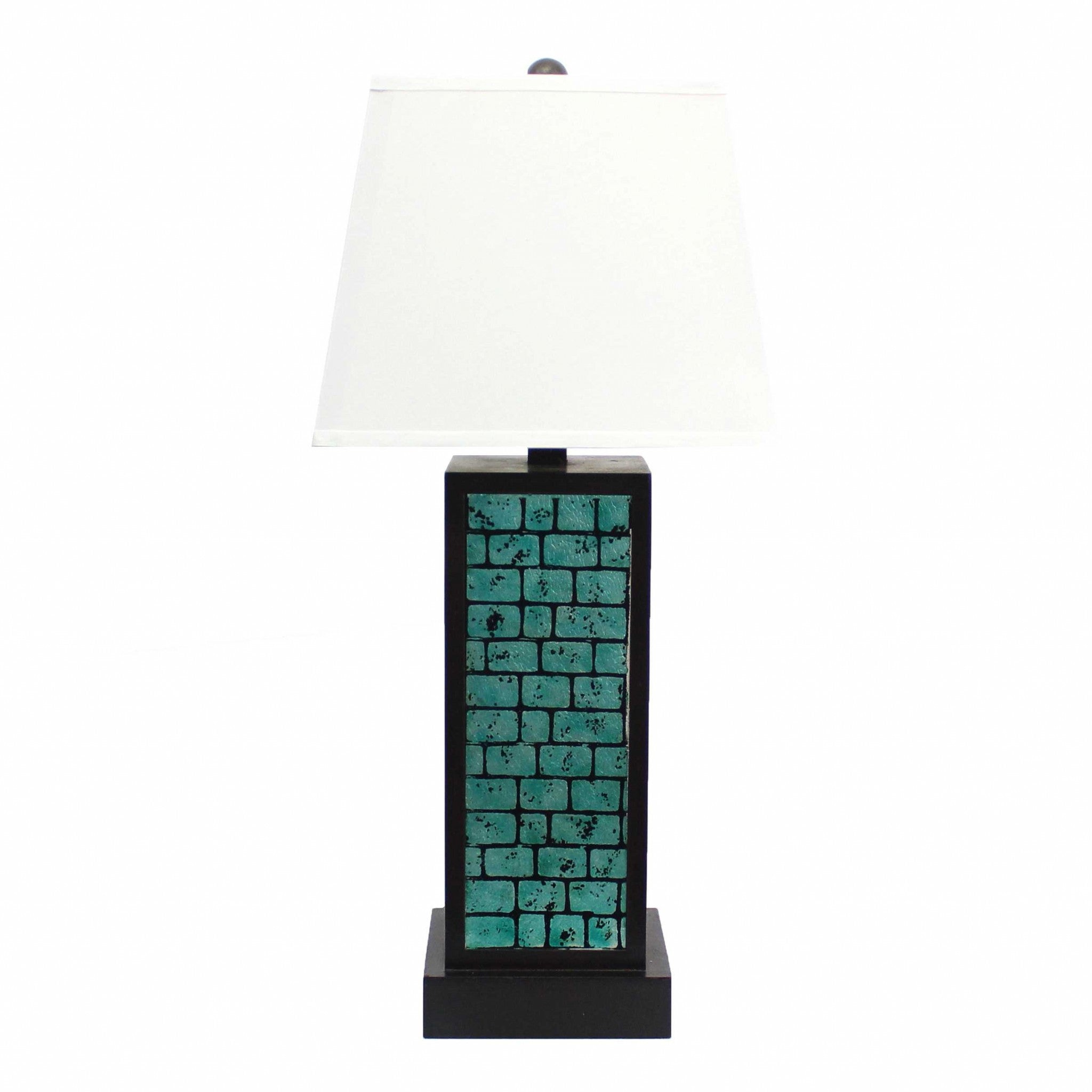 31" Black Metal Bedside Lamp With White Empire Shade